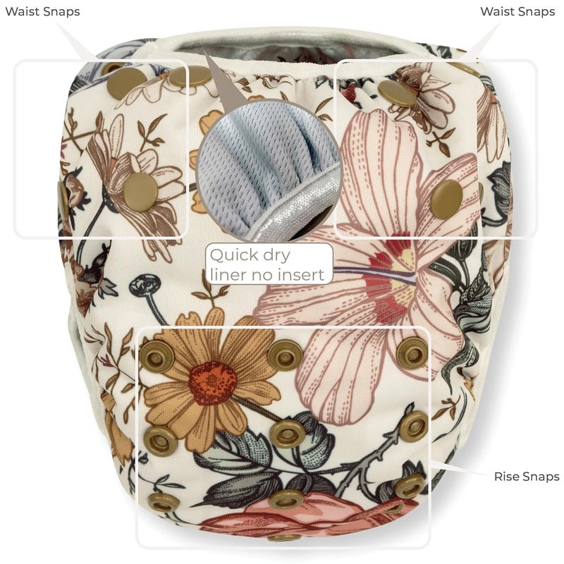 Nora's Nursery Reusable Swim Diapers and Wet Bag - One Size Fully Adjustable - Harlow Swim 3 Pack with Wet Bag - Image 2